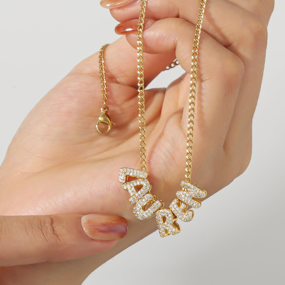 Necklace For Women Name Pendant Movable Letter