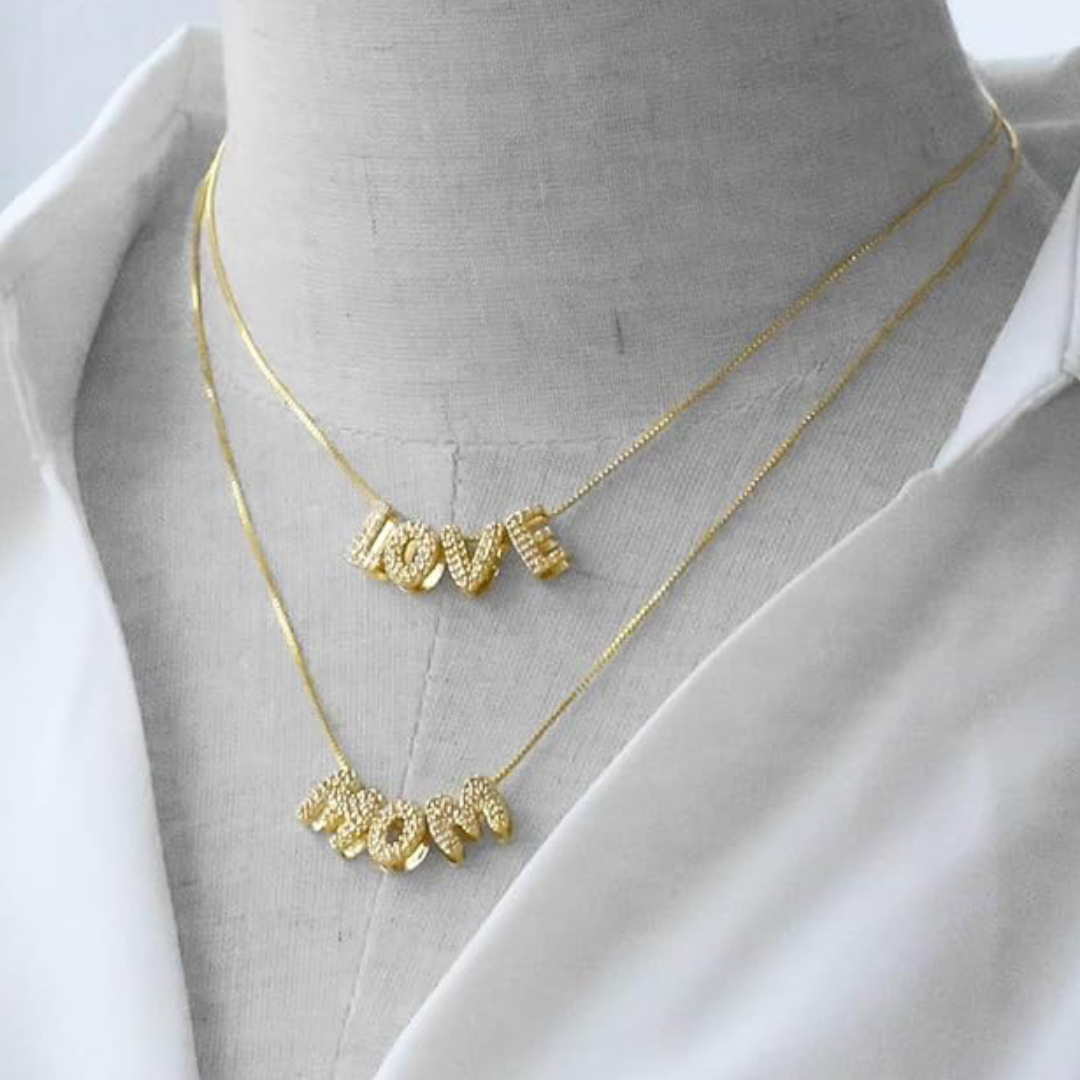 Necklace For Women Name Pendant Movable Letter